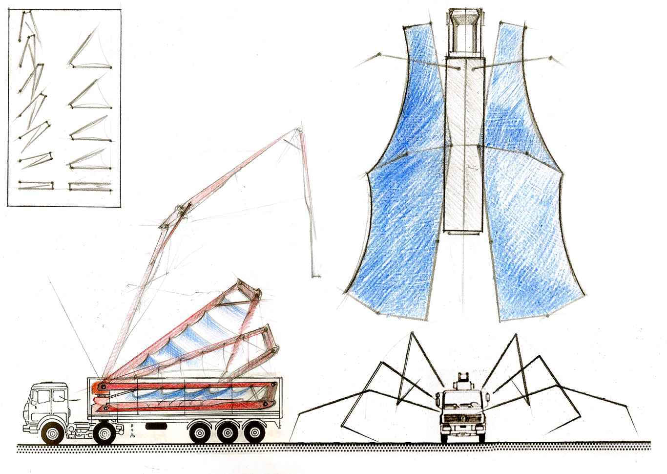 A deploying container-carrying truck